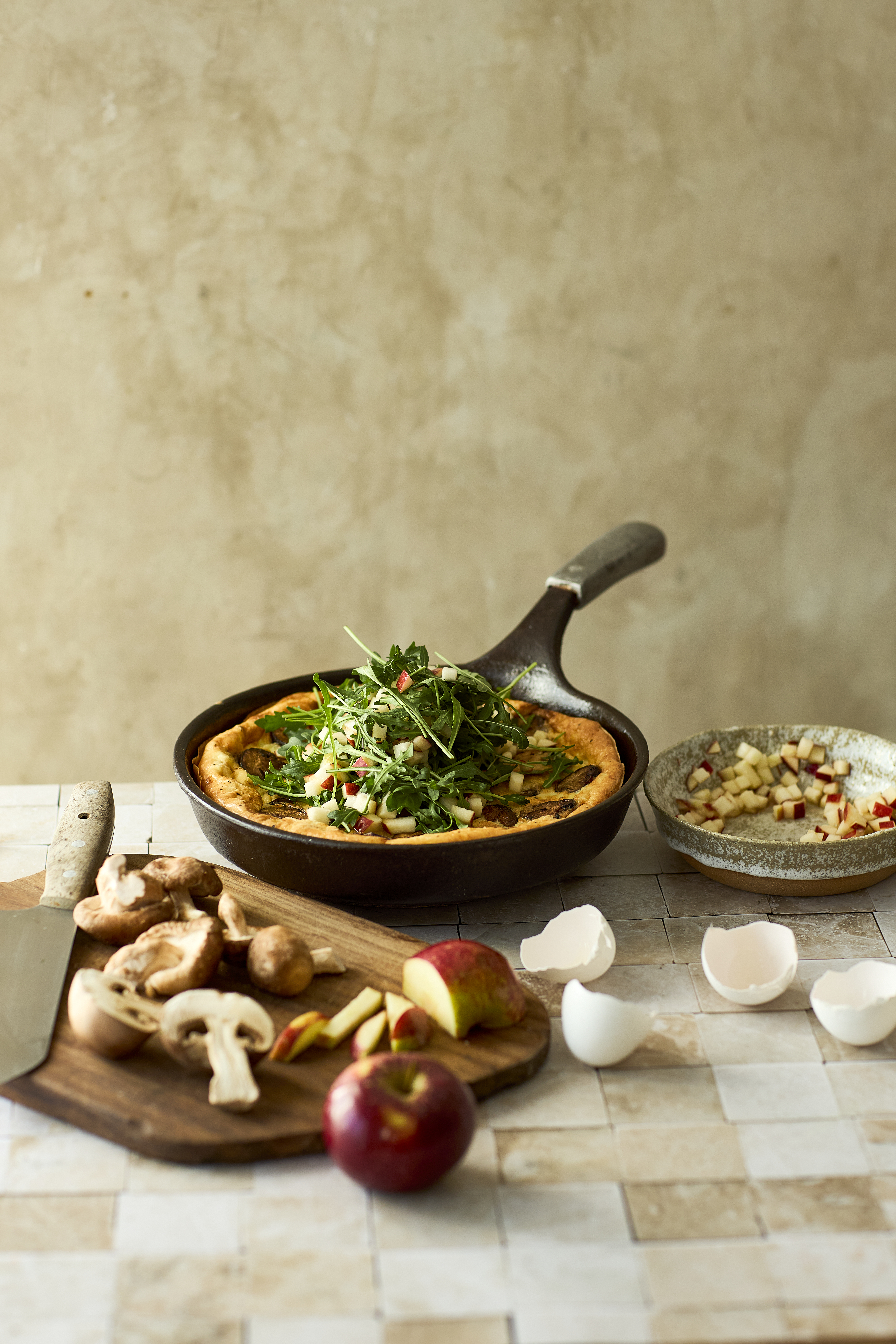 Æggekage med svampe