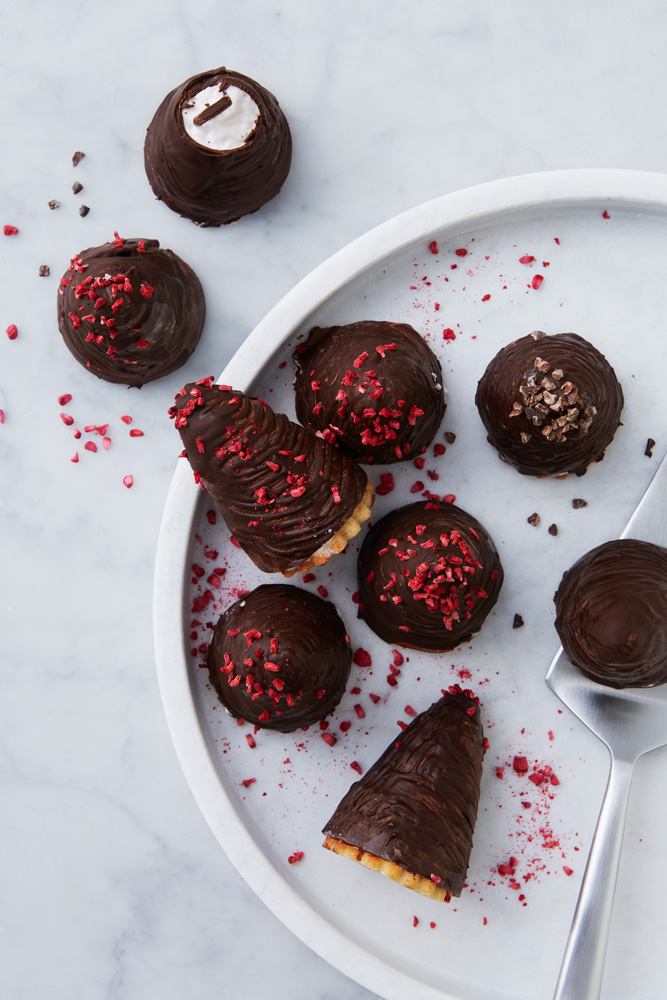 Flødeboller med hindbær