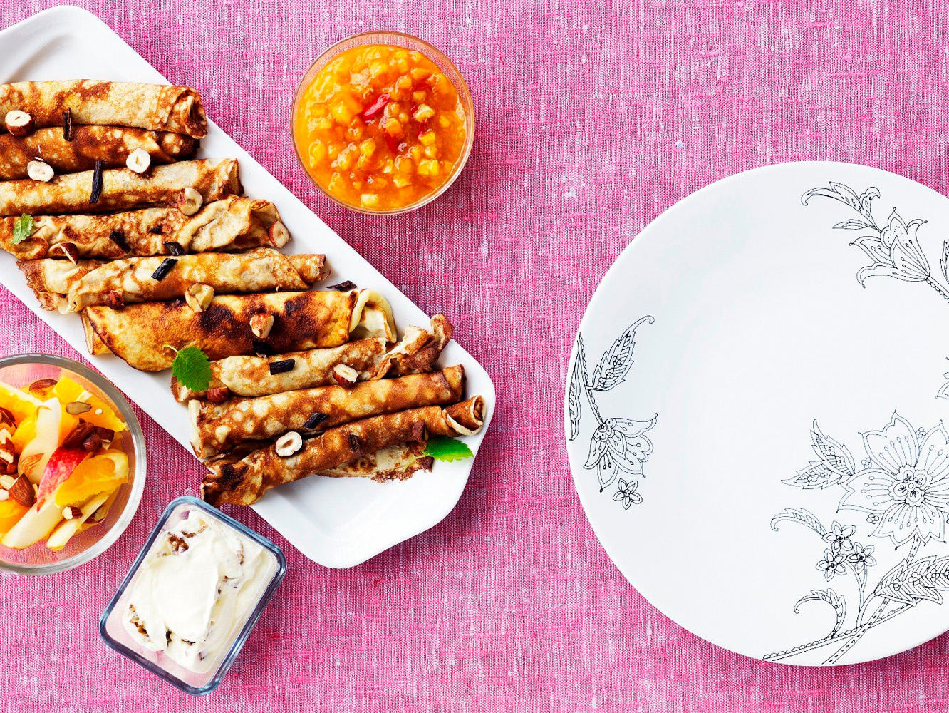 Pandekager med nøddecreme